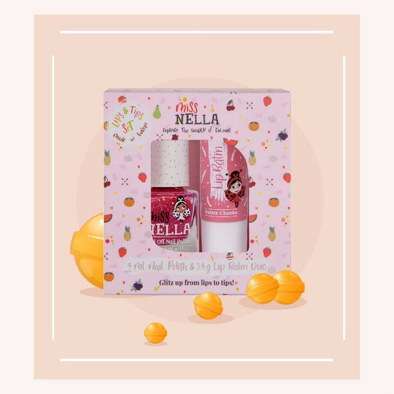 英國【Miss NELLA】兒童水性彩妝糖果罐系列2入組-水果糖 - 口紅/唇膏/腮紅 - 其他材質 粉紅色