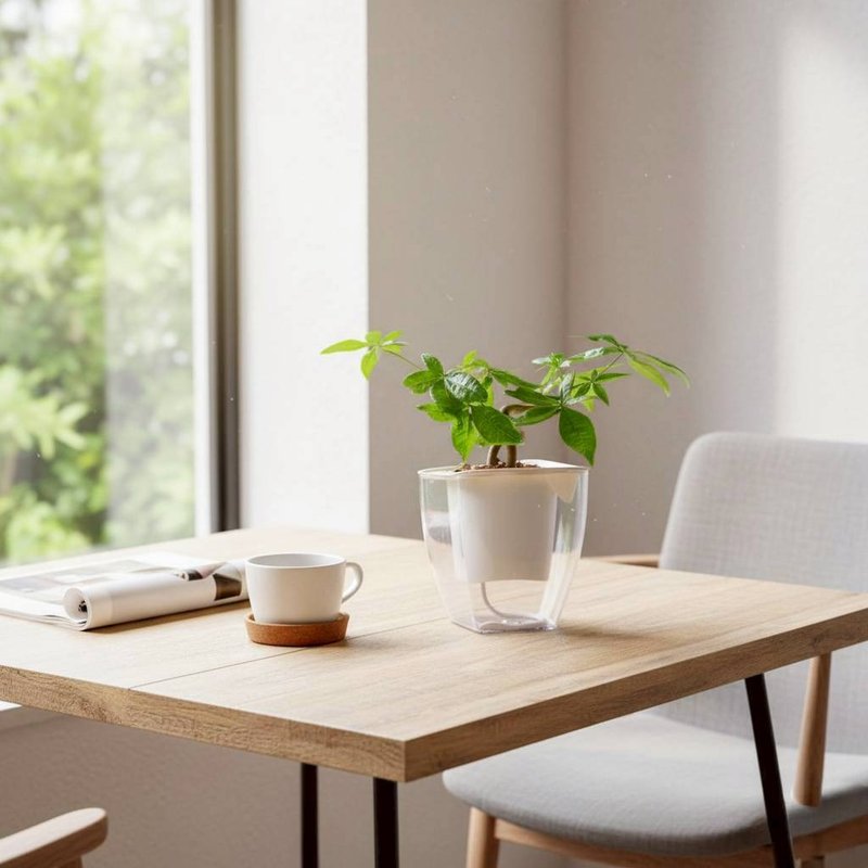 曲線馬拉巴栗 免澆水方形盆栽 室內植物 觀葉植物 禮物 盆栽 - 盆栽/植栽 - 植物．花 透明