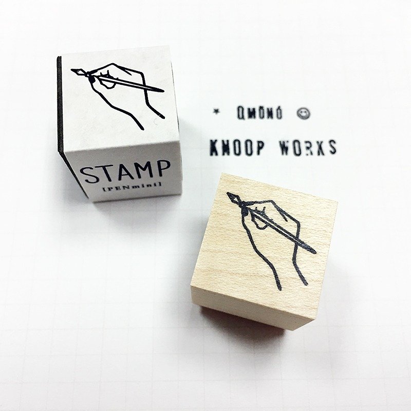 KNOOP WORKS Wooden Stamp (PEN - A) - ตราปั๊ม/สแตมป์/หมึก - ไม้ สีกากี