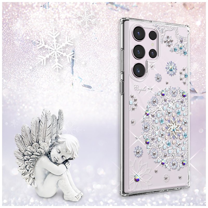 Samsung S25/S24/S23/S22 輕薄軍規防摔水晶彩鑽手機殼-天使心 - 手機殼/手機套 - 其他材質 多色