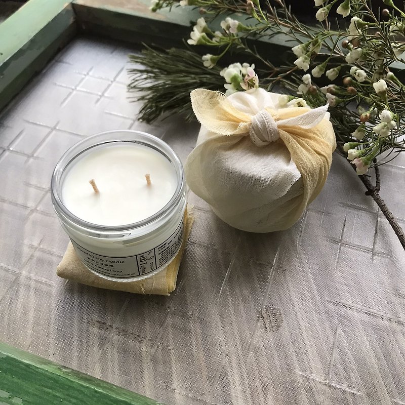 Natural Essential Oil Scented Soy Candle - 100g Vegetable Dyed Cloth Wrap - Candles & Candle Holders - Wax White