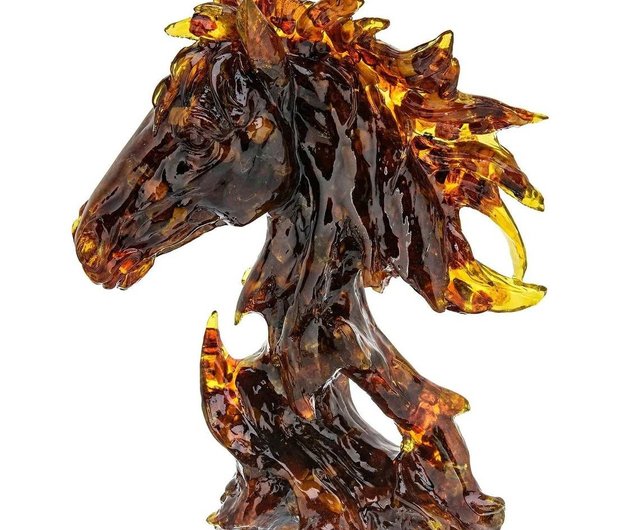 中国 琥珀彫刻 山水人物文 置物 N 3624