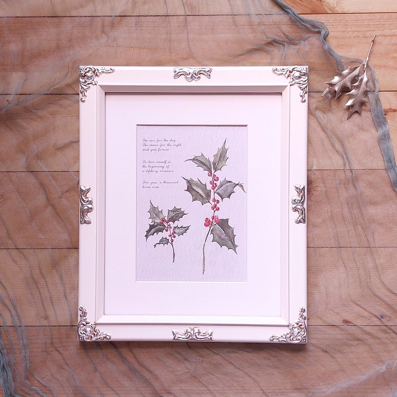 8x10 Picture Frame, Handmade Appliqué Hand Gilded Silver, Aged White, Mat Option - กรอบรูป - ไม้ ขาว