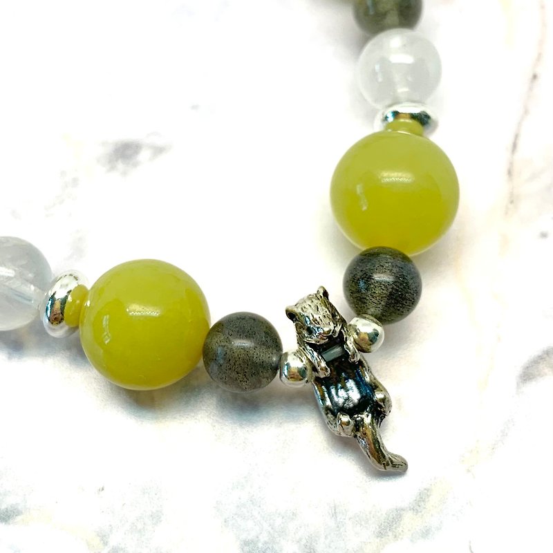 Diao Bao's Moonlight Bath // Natural Mineral Sterling Silver Bracelet - Bracelets - Crystal Yellow