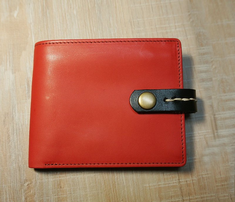 Leather very brief clip - กระเป๋าสตางค์ - หนังแท้ สีแดง