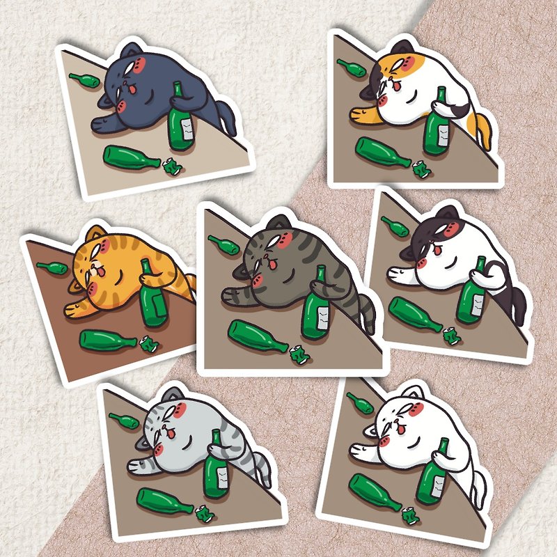 Cat stickers/ The boss has another shot/ pvc / 5cm - Stickers - Other Materials Multicolor