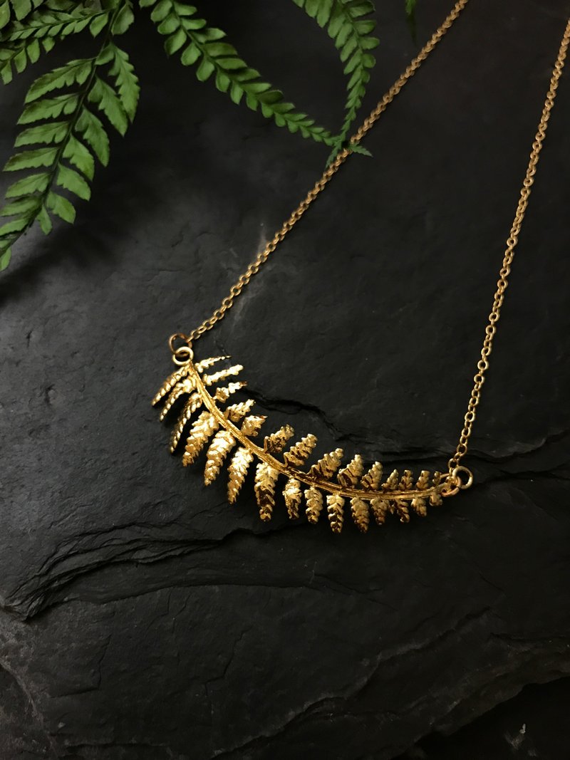 Handmade Fern 18K Gold Necklace - Necklaces - Sterling Silver Gold