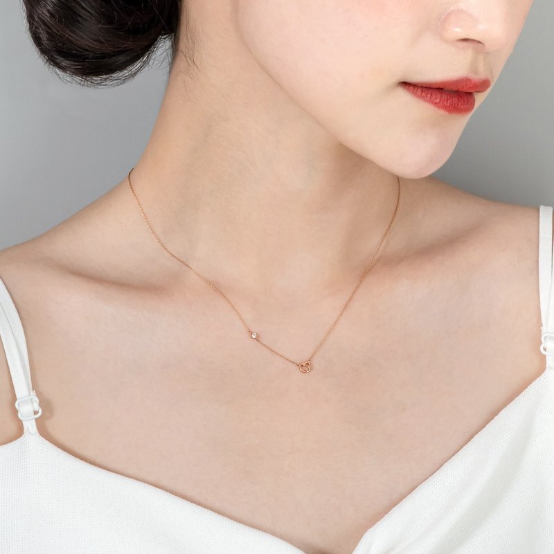 京華鑽石 米奇與米妮系列鑽石項鍊 10K玫瑰金 0.03克拉 - 項鍊 - 鑽石 