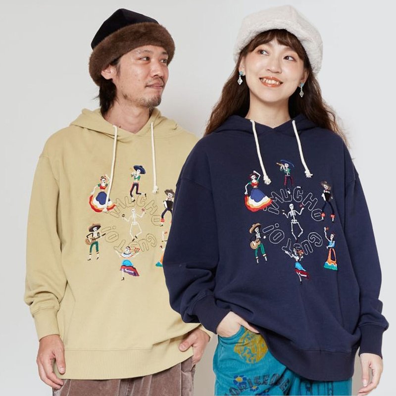 [Popular Pre-order] Lively Carnival Calavera Couple Hat Kick Hoodie ML (2 Colors) JSU-4312 - เสื้อฮู้ด - วัสดุอื่นๆ 