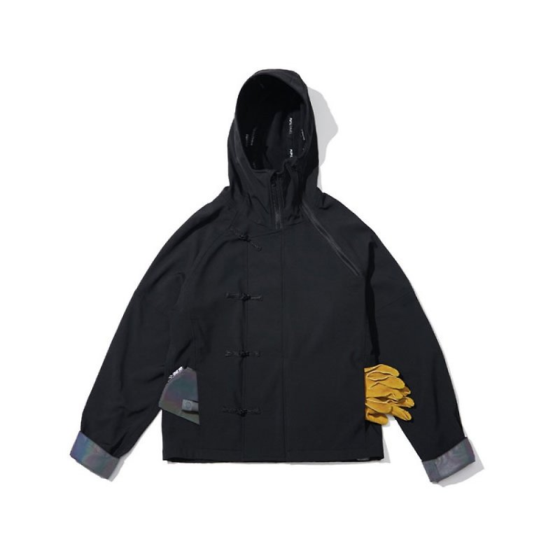 Men's Coat Autumn and Winter Light Cooking Style Workwear Coat Functional Wind Jacket Tang Suit - เสื้อโค้ทผู้ชาย - เส้นใยสังเคราะห์ สีดำ