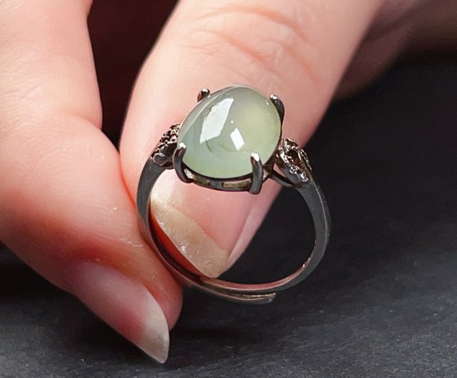 アイス ジェイド カボション リング 925 スターリング シルバー