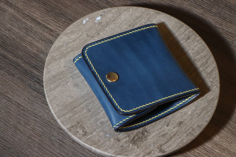 Square coin purse - dark blue [temperament leather handmade wallet wallet] - Coin Purses - Genuine Leather Blue