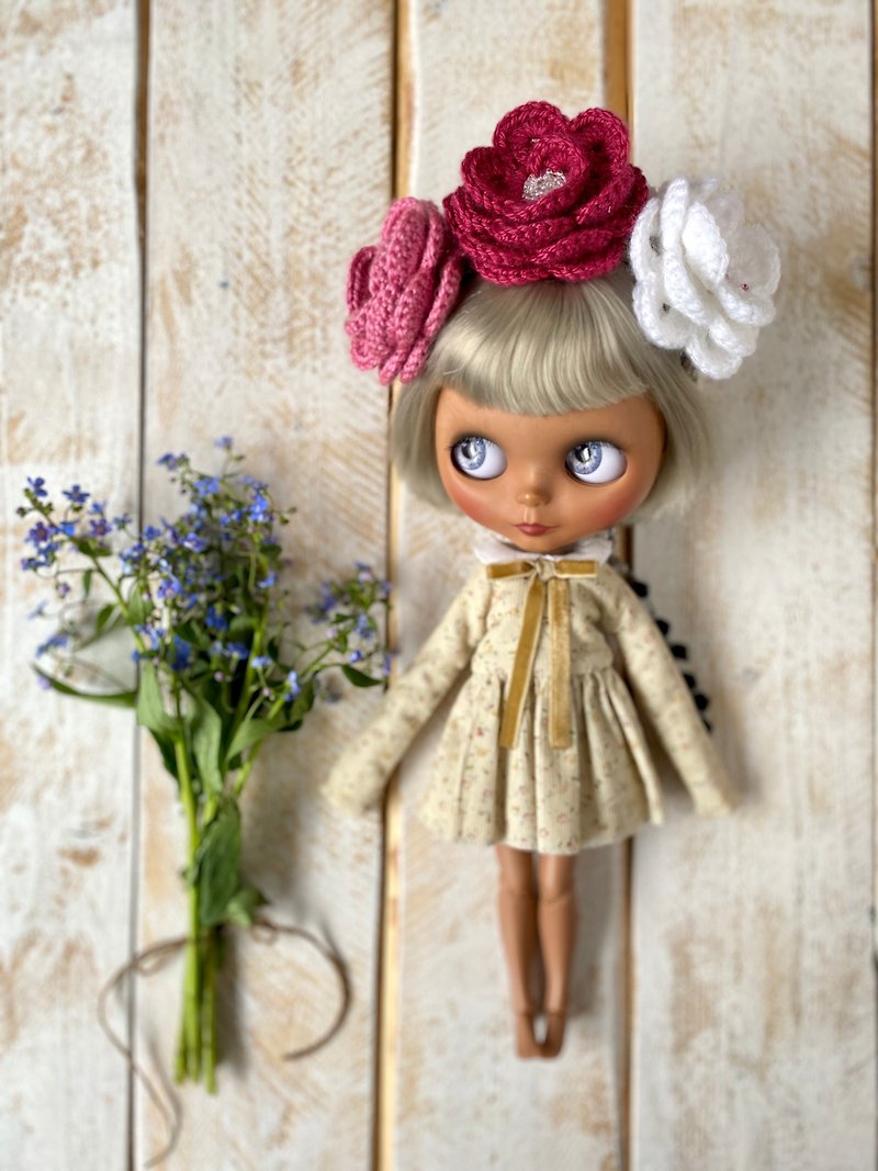 Blythe doll dress, headband, ready-made Blythe doll outfi - ของเล่นเด็ก - ผ้าฝ้าย/ผ้าลินิน หลากหลายสี