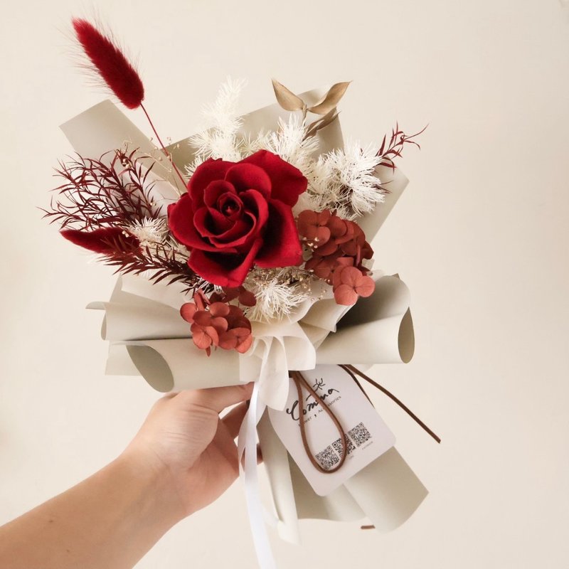 Classic Red Rose Everlasting Bouquet Valentine's Day Bouquet Birthday Bouquet Anniversary Wedding Bestie - ช่อดอกไม้แห้ง - พืช/ดอกไม้ หลากหลายสี