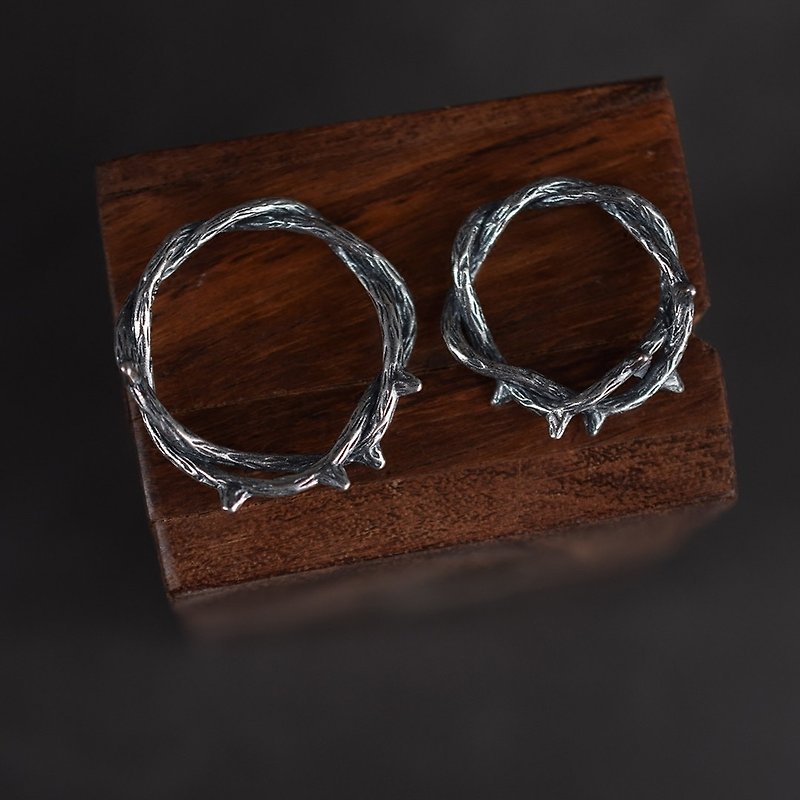 Thorns ring s925 Silver branches dead branches ring old retro index finger ring rock unisex men and women trendy - แหวนทั่วไป - เงินแท้ 