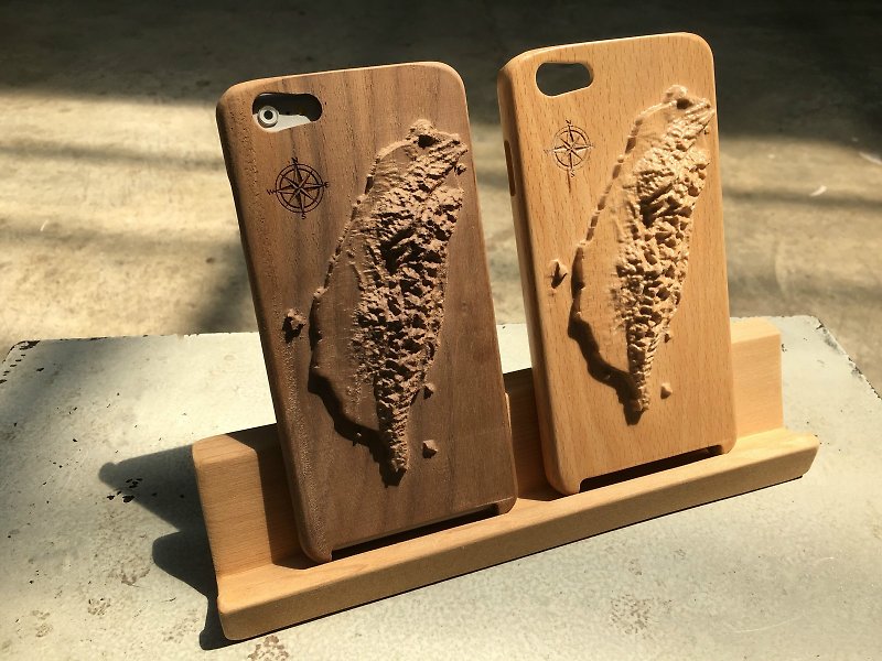 Iphone6 ​​wood case shell - 3D Taiwan map models (beech / walnut) - Phone Cases - Wood Brown