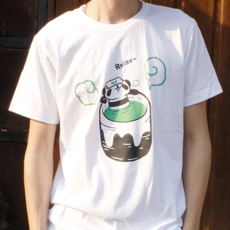 T-shirt Matcha Panda white - เสื้อยืดผู้ชาย - ผ้าฝ้าย/ผ้าลินิน ขาว