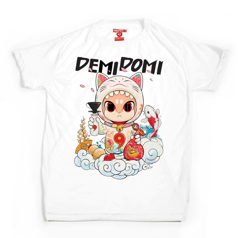 Neko Demidomi unisex men woman cotton mix Chapter One T-shirt - 男 T 恤 - 棉．麻 白色