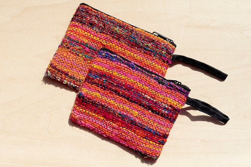 Christmas gift hand-woven coin purse/ storage bag/ cosmetic bag/ sundries bag/ wallet-hand twisted saree thread - Coin Purses - Other Materials Multicolor