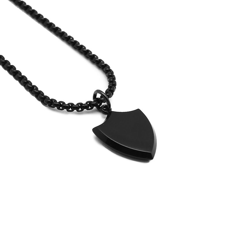 Stainless Steel Simple Shield Necklace Basic Shield Necklace - Necklaces - Other Metals Black