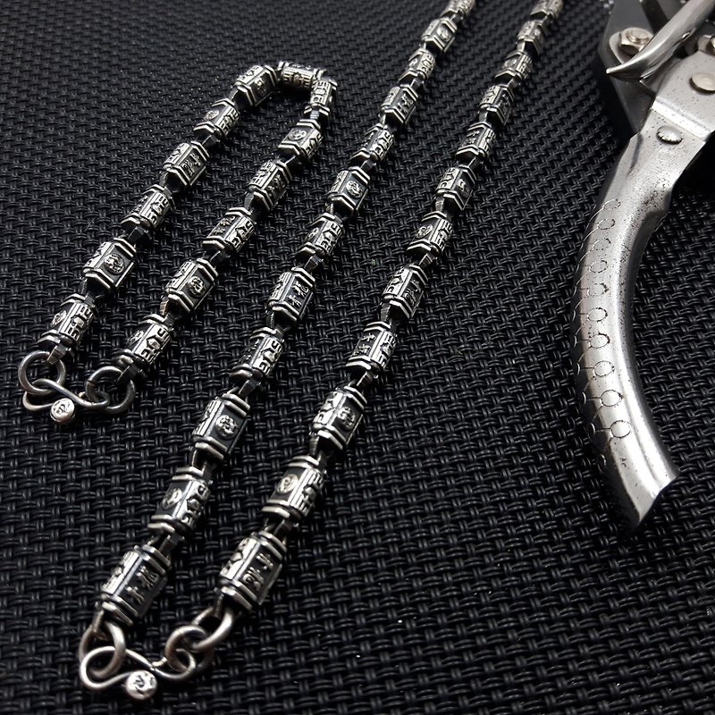 R4+R5 Style-Lettering Set Chain Set 2 Pieces-925 Sterling Silver Chain-Vulcanized Black Style-Handmade DIY-Royal Craftsman - Necklaces - Precious Metals Silver
