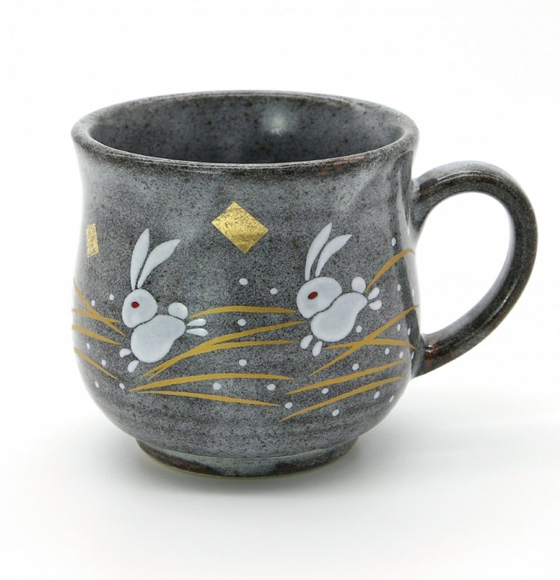 Kutani Ware-Mug Jade Rabbit - เซรามิก - ดินเผา สีเทา