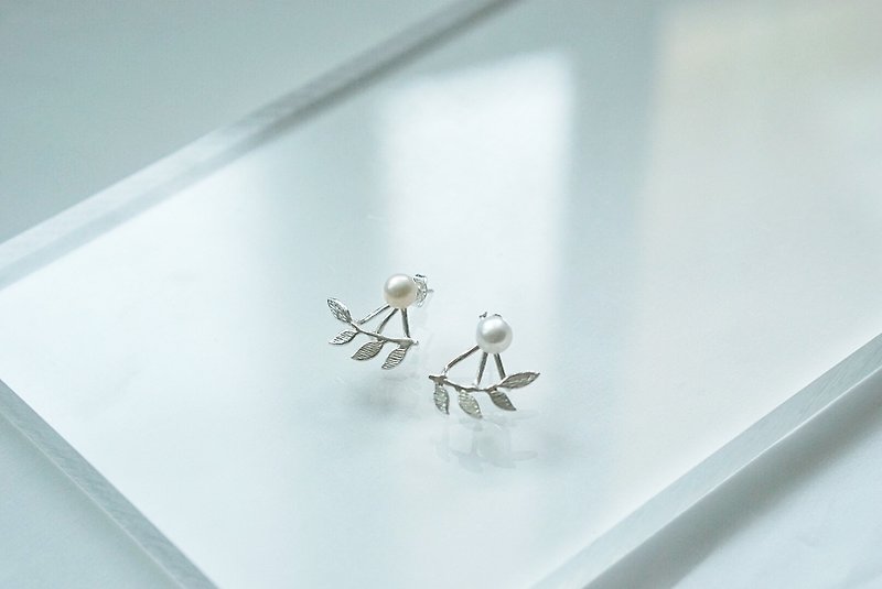Fern Collection－蕨葉珍珠925純銀兩用耳環