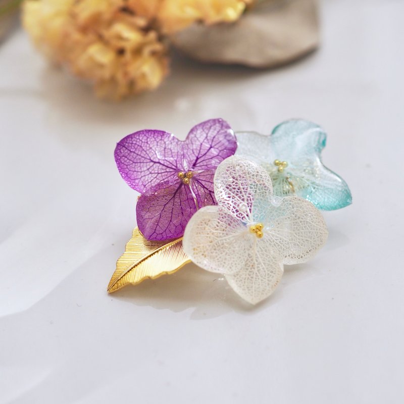 Hydrangea Brooch*Blue Violet*BR 001-B - เข็มกลัด - พืช/ดอกไม้ สีน้ำเงิน