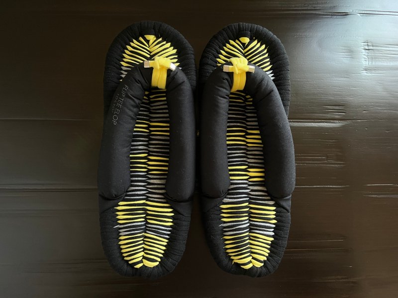 [FLIP TEE FLOP] 26cm Cloth Sandals Black x Yellow x Gray [No.315] - รองเท้าแตะในบ้าน - ผ้าฝ้าย/ผ้าลินิน สีเหลือง