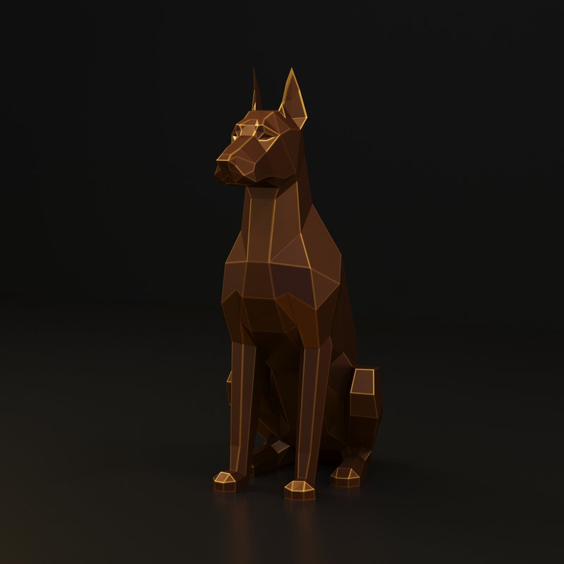 Sitting Doberman Metal Papercraft - 手工藝教學/工具書 - 其他材質 