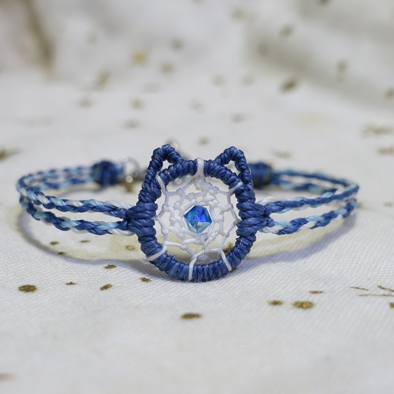 Catcher Meow Tannin Blue│Cat Dream Catcher│Watch Bracelet│Waterproof Material - สร้อยข้อมือ - วัสดุกันนำ้ สีน้ำเงิน