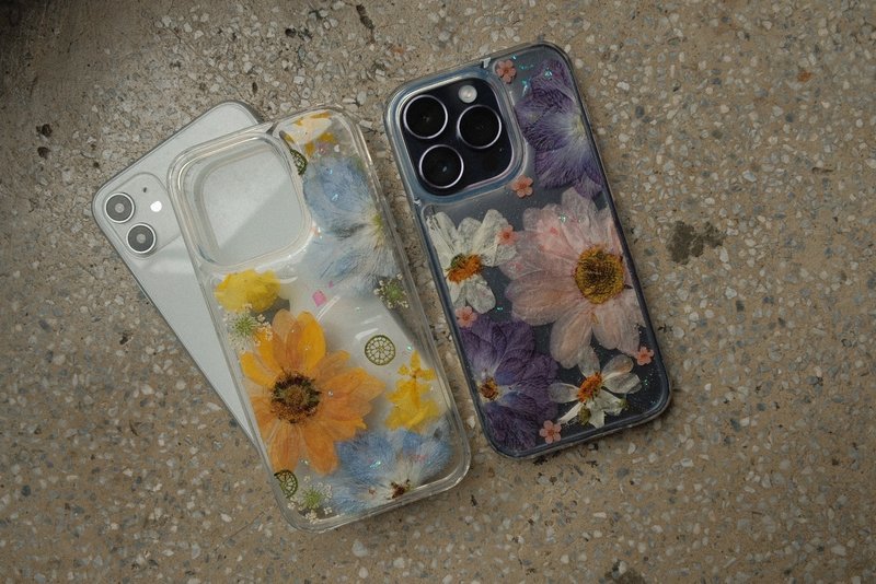 現貨特惠 / iPhone14 pro押花手機殼 壓花 手作 防摔 保護 樹脂 - 手機殼/手機套 - 植物．花 多色