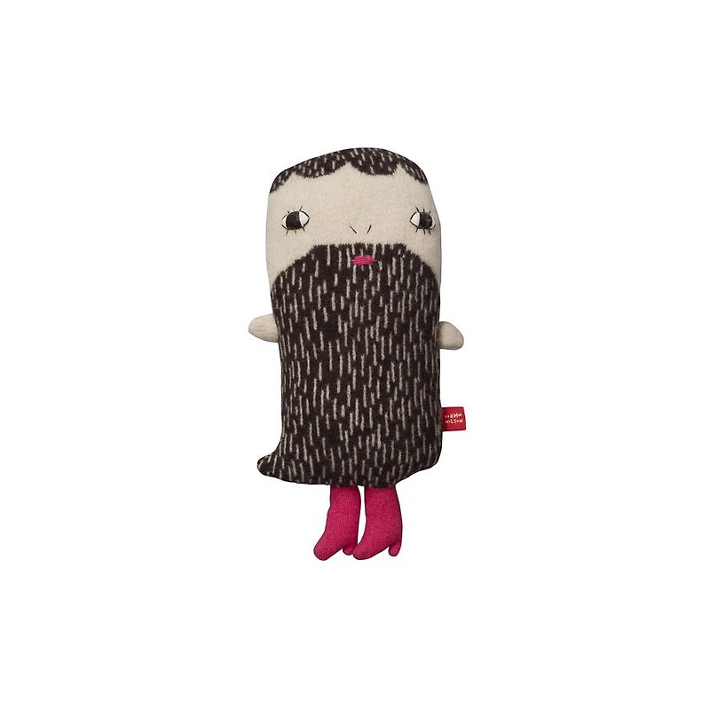Henrietta lady with beard lambs wool doll - ตุ๊กตา - ขนแกะ สีนำ้ตาล