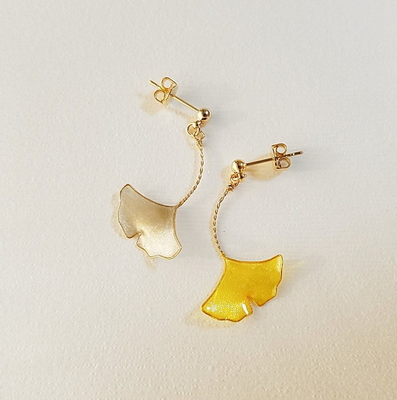Resin Earrings & Clip-ons Yellow - ginkgo leaf pierced or clip-on earrings autumn