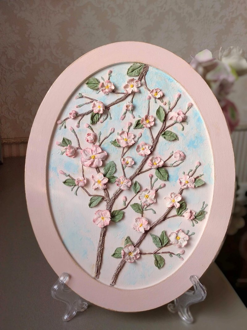 用樱花绘画  櫻花  Painting with sakura for nursery 3D Cherry blossom Floral painting - 兒童家具 - 木頭 粉紅色