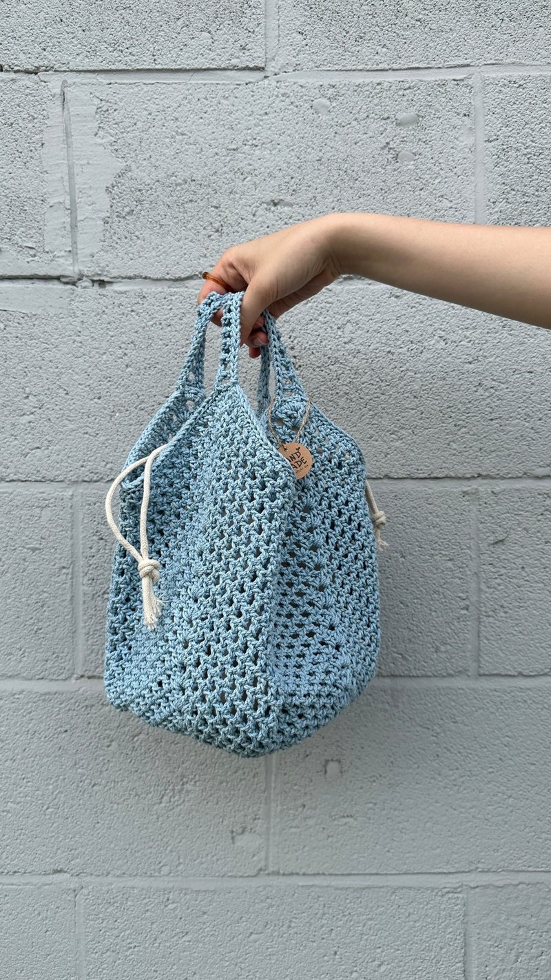 //The first choice for large capacity//Short handle portable tote bag (baby blue) - Handbags & Totes - Cotton & Hemp Blue