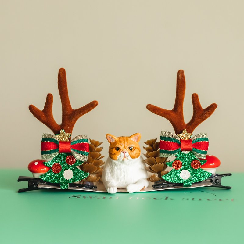 Cat customized pet handmade clay model Garfield Christmas - ตุ๊กตา - ดินเหนียว สีส้ม