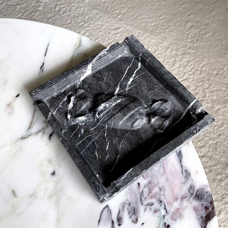 Natural Marble Candy Carving Antique Ashtray│Zhongshi Stone - Other - Stone Multicolor