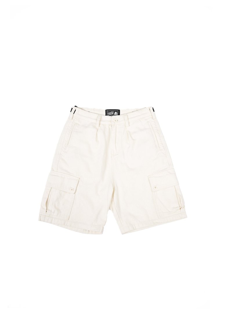 [Buy one get one free local shipping] HBT04 Army Shorts Herringbone Military Shorts - Unisex Pants - Cotton & Hemp White
