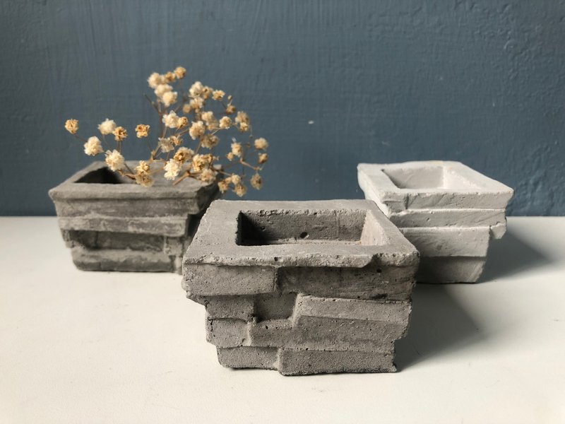 【BunkerCity】 Cement Basin - ตกแต่งต้นไม้ - ปูน สีเทา