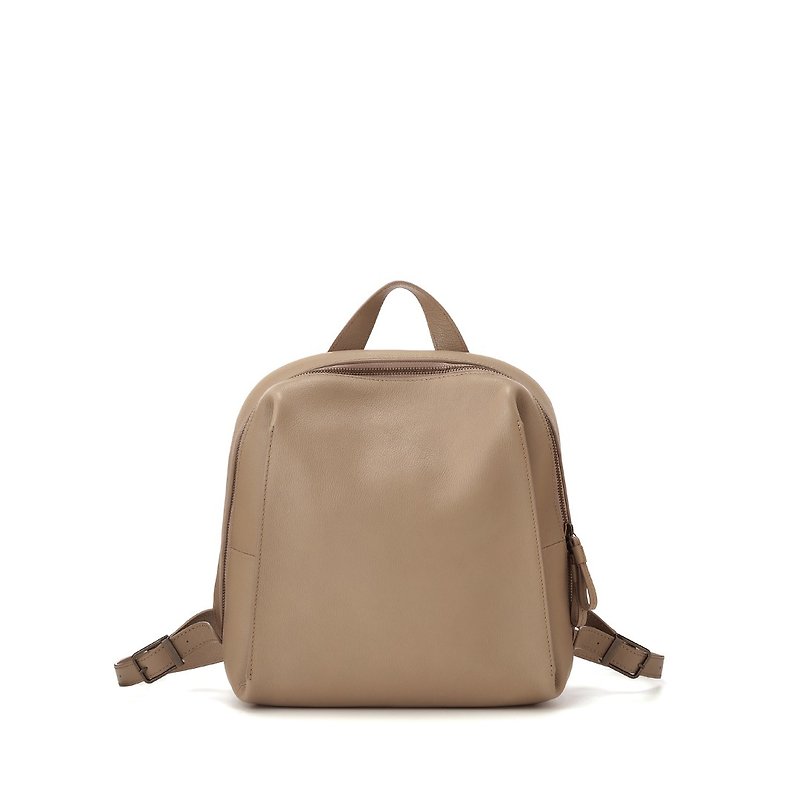 Fengying Leather Backpack M - Light Brown - Backpacks - Genuine Leather Khaki