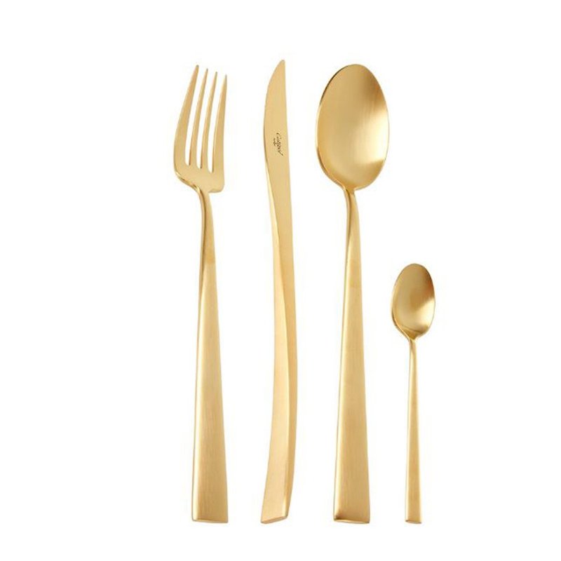 | Cutipol | DUNA Matte Gold 4 Pieces Set (Table Knife/Spoon/Fork/Coffee Spoon) - Cutlery & Flatware - Stainless Steel Gold