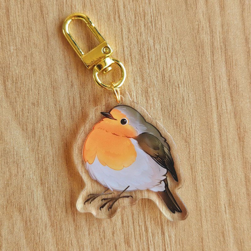 Wild Bird Ball Series-British National Bird Robin Robin Acrylic Pendant - ที่ห้อยกุญแจ - อะคริลิค สีส้ม