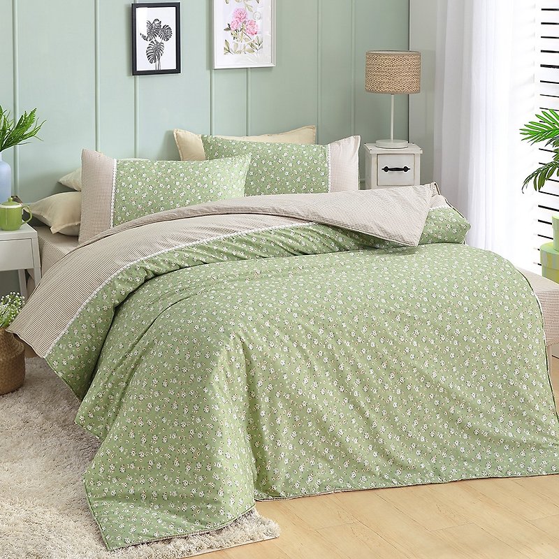 【戀上鄉村風】愛麗絲的夢-特大兩用被床包四件組睡眠屋king size - 寢具/床單/被套 - 棉．麻 綠色