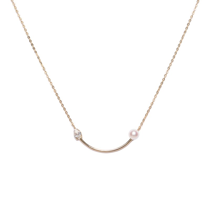 Calm Smile Pearl Necklace 925 Silver Thick Plated 18K Gold Sorriso Pearl Necklace - Necklaces - Pearl Gold