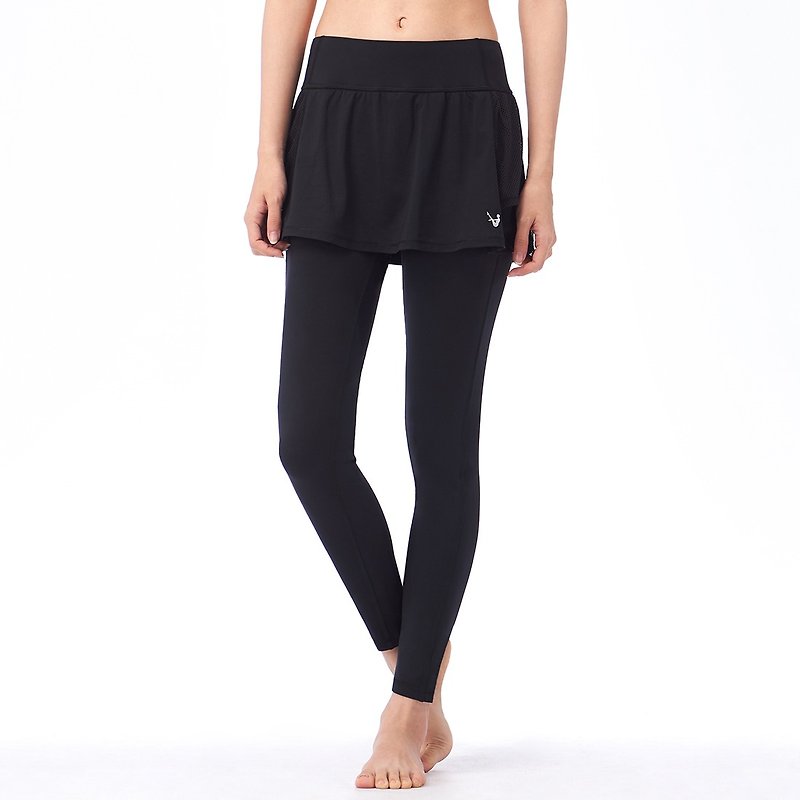 [MACACA] 沁 cool breathable slim skirt piece pants - ASG7791 black - Women's Yoga Apparel - Nylon Black