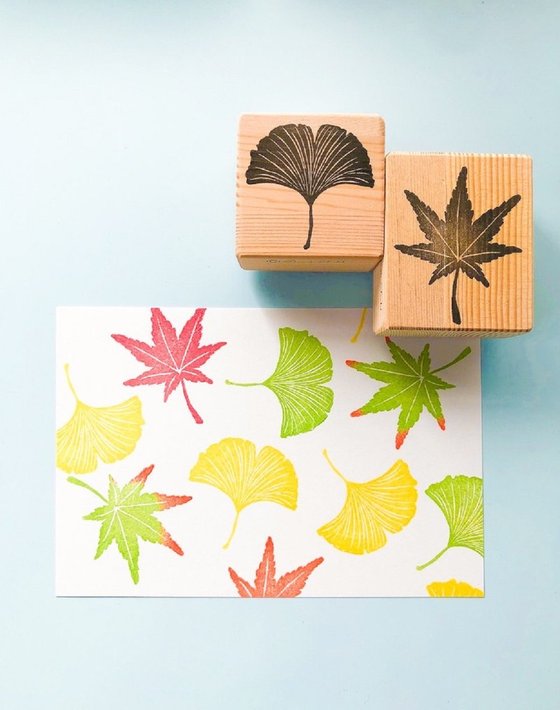 Ginkgo and maple stamp 2-piece set - ตราปั๊ม/สแตมป์/หมึก - วัสดุอื่นๆ 