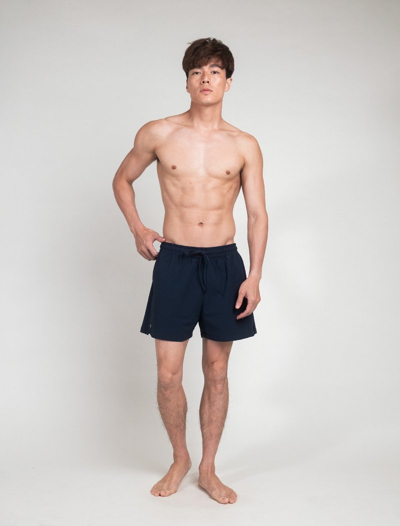 Dark Blue 深海藍 / 男款泡泡紗 度假短褲 - 男短褲/工作短褲 - 其他材質 藍色