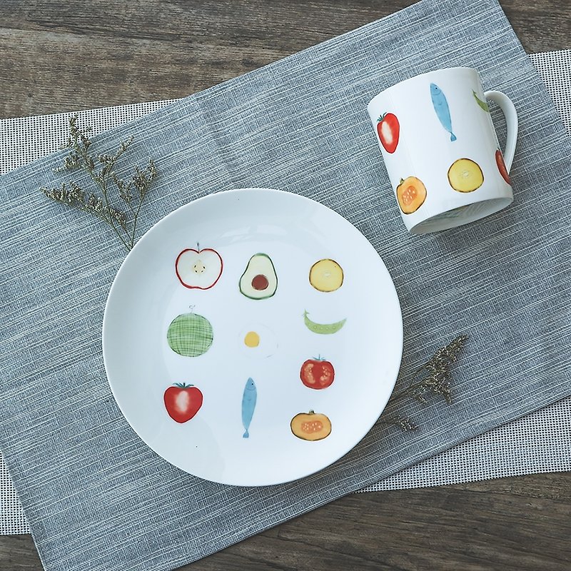 Simple life 8 inch bone china cup and plate set simple / nordic style - Small Plates & Saucers - Porcelain White