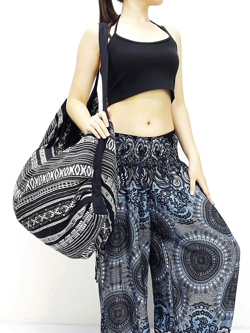 Cotton Bag Backpack Hobo bag boat shape bag Shoulder bag Crossbody Bag - 其他 - 棉．麻 黑色